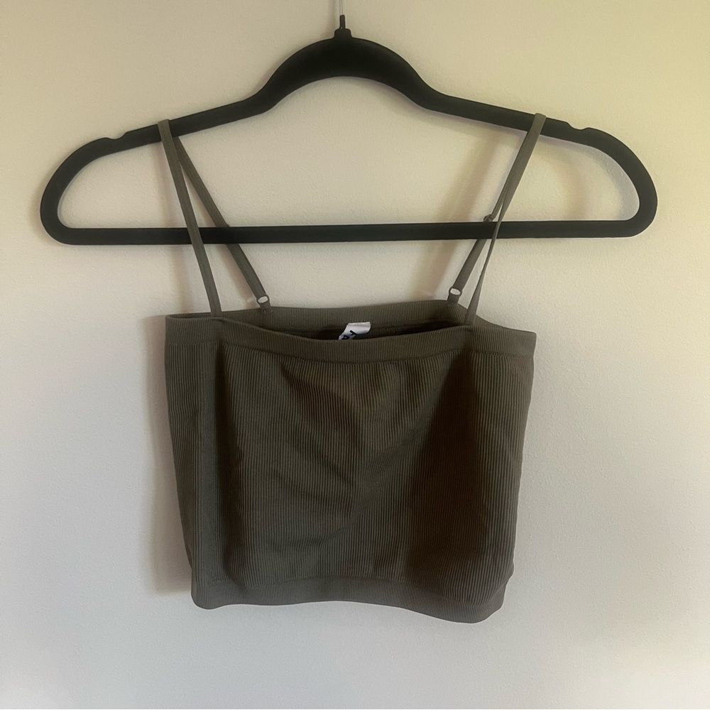 Paxton green ribbed crop top